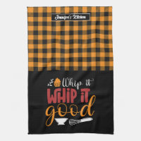 Funny Baking Pun Whip It Good Yellow Plaid Pattern