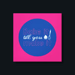 Funny Baking Quote Typography Art Retro Colour Canvas Print<br><div class="desc">Colourful typography art with retro and vibrant colours. Funny puns and quotes about food,  cooking,  baking and dining. Perfect decoration for your kitchen,  diner,  café,  bakery shop or restaurant. Background colour (the circle and the square) is customisable via the Design Tool.</div>