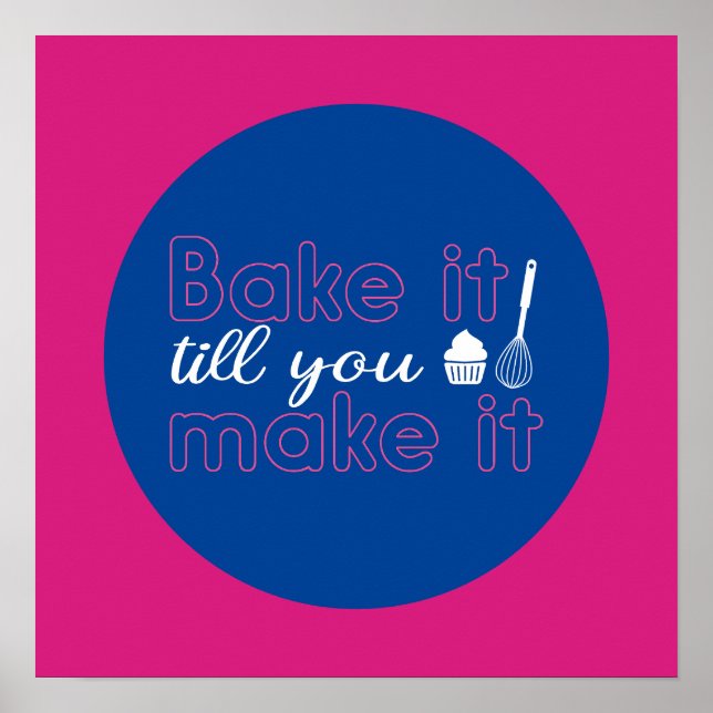 Funny Baking Quote Typography Art Retro Colour Poster (Front)