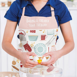 Funny Baking Saying Modern Kitchen Pink Apron