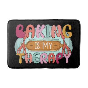 Funny baking therapy word art  bath mat