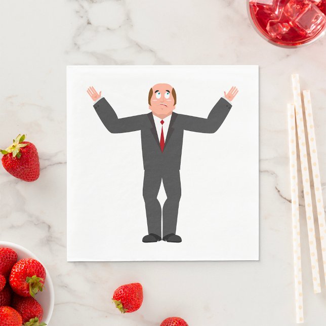Funny Bald Businessman Shrugging Humourous  Napkin (Creator Uploaded)