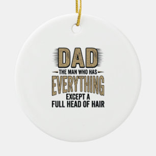 Funny Bald Dad Vintage Typography Shirt Design_1 Ceramic Tree Decoration