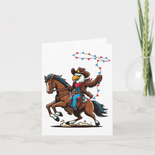 Funny Bald Eagle Cowboy Horseback Riding Swinging  Card