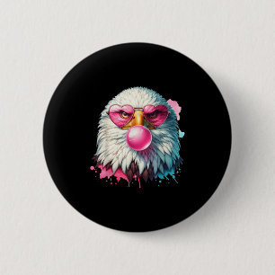 Funny Bald Eagle Cute Eagle With Nk Gles And Bubbl 6 Cm Round Badge