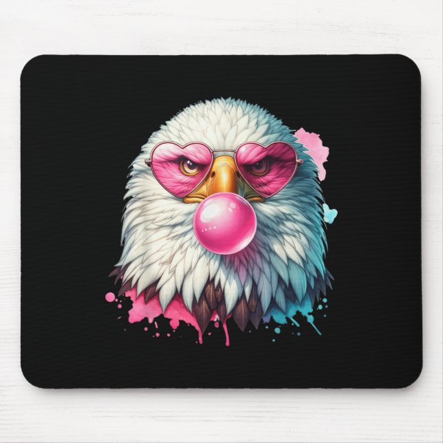 Funny Bald Eagle Cute Eagle With Nk Gles And Bubbl Mouse Mat (Front)
