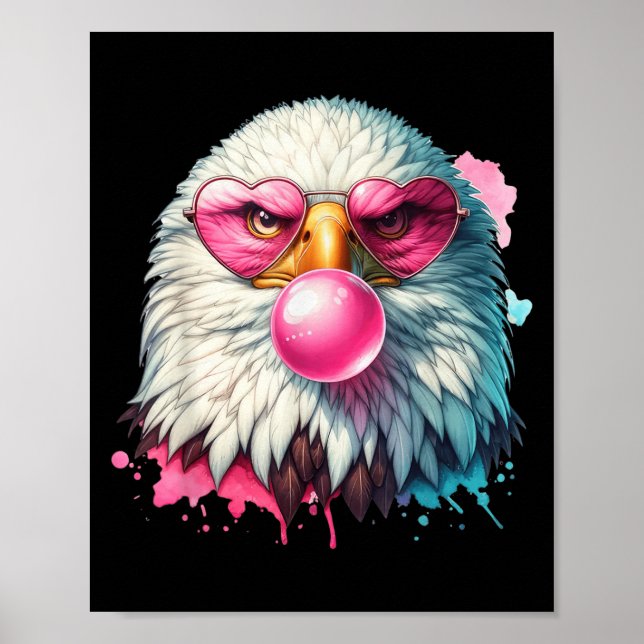 Funny Bald Eagle Cute Eagle With Nk Gles And Bubbl Poster (Front)