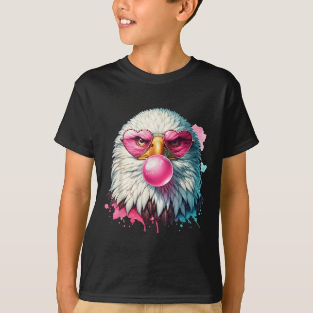 Funny Bald Eagle Cute Eagle With Nk Gles And Bubbl T-Shirt (Front)