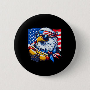 Funny Bald Eagle Hotdog American Flag 4th Of July  6 Cm Round Badge