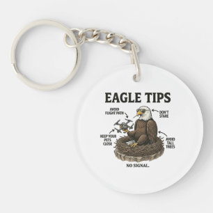 Funny Bald Eagle Tips Nature Survival Humor Key Ring
