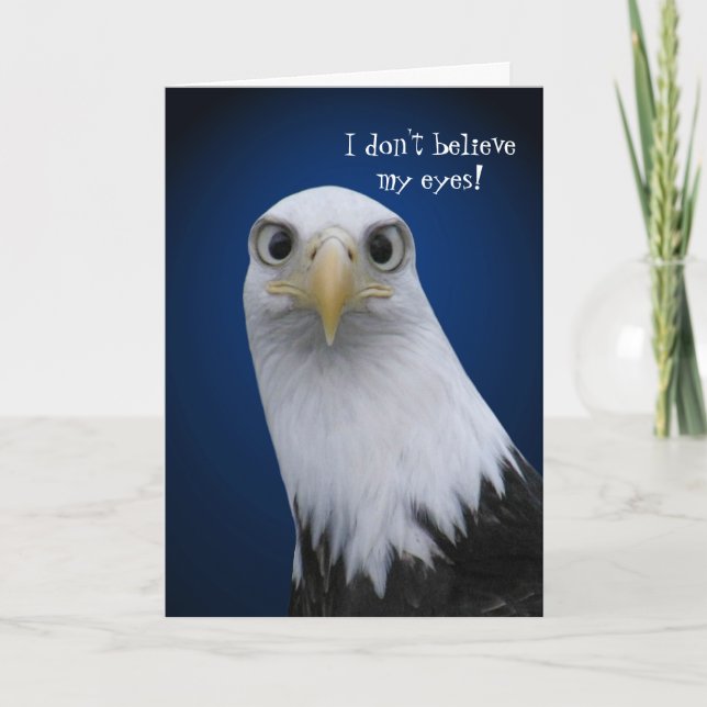 Funny Bald Eagle with Big Eyes Card (Front)