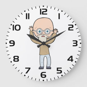 Funny Bald Quirky Old Man with Beard Large Clock