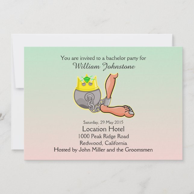 Funny Ball And Chain Bachelor Party Invitation (Front)