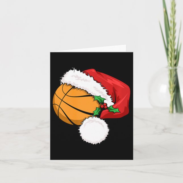 Funny Ball Basketball Santa Hat Merry Christmas Xm Card (Front)