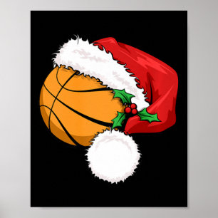 Funny Ball Basketball Santa Hat Merry Christmas Xm Poster