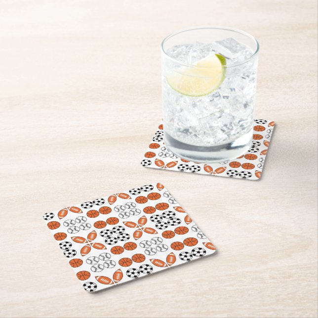 Funny Ball Pattern Square Paper Coaster (Insitu)