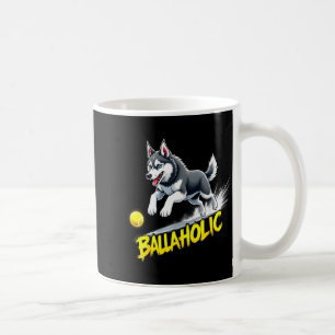 Funny Ballaholic Siberian Husky Dog Chasing Ball  Coffee Mug