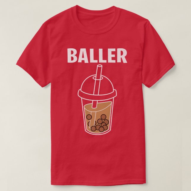 Funny Baller Bubble Milk Tea Cute Kawaii Boba Drin T-Shirt (Design Front)