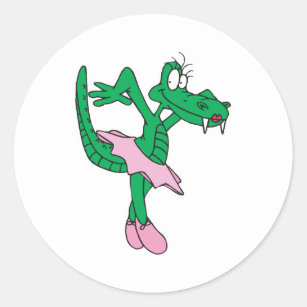 funny ballerina alligator classic round sticker