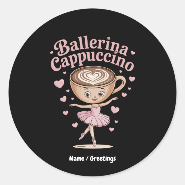 Funny Ballerina Cappuccina Italian Brainrot Meme  Classic Round Sticker (Front)