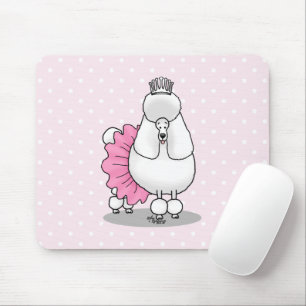 Funny Ballet Ballerina Princess Poodle Dog (white) Mouse Mat