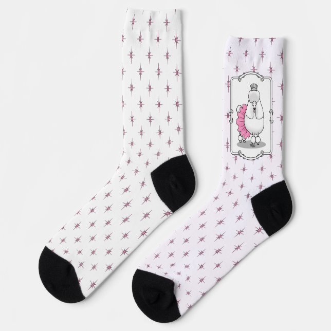 Funny Ballet Ballerina Princess Poodle Dog (white) Socks (Left)