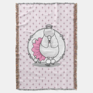 Funny Ballet Ballerina Princess Poodle Dog (white) Throw Blanket