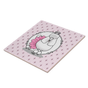 Funny Ballet Ballerina Princess Poodle Dog (white) Tile