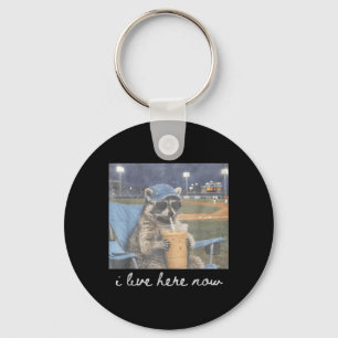 Funny Ballfield Baseball Racoon Ice Coffee Live Key Ring