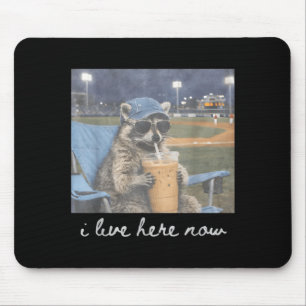 Funny Ballfield Baseball Racoon Ice Coffee Live Mouse Mat