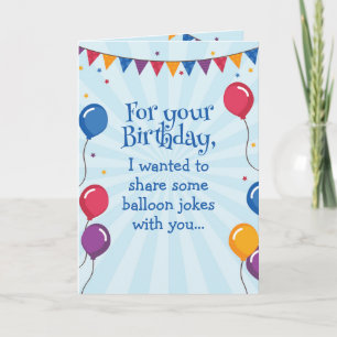 Funny Balloons Joke Humorous Birthday Card