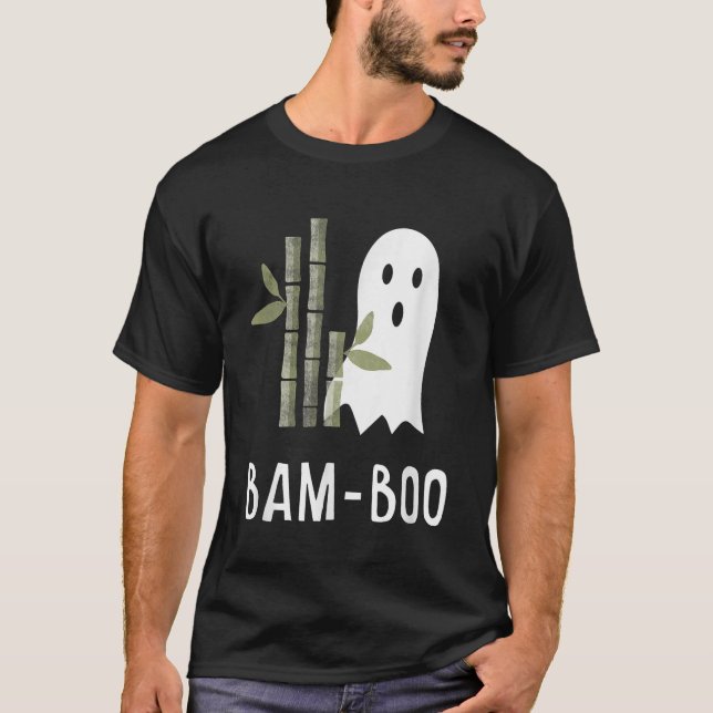 Funny Bamboo Halloween Costume Asian Boo Ghost Pun T-Shirt (Front)