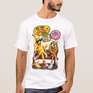 Funny Banana and Kiwi Flirting Funny Fruit Quote T-Shirt