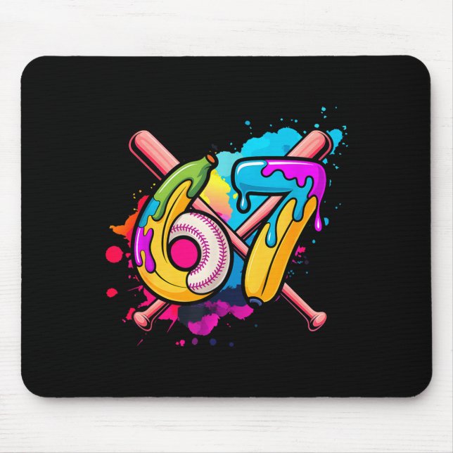 Funny Banana Baseball 67 Ice Cream Drip Meme  Mouse Mat (Front)