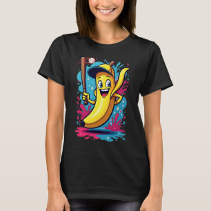 Funny Banana Baseball Player Cartoon – Fruit Sport T-Shirt