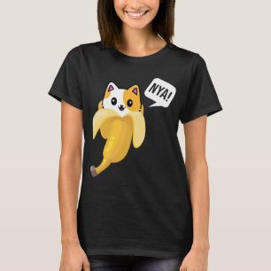 Funny Banana Cat Nya Cute Cat Kitten Banana Fruit  T-Shirt