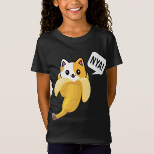 Funny Banana Cat Nya Cute Cat Kitten Banana Fruit T-Shirt
