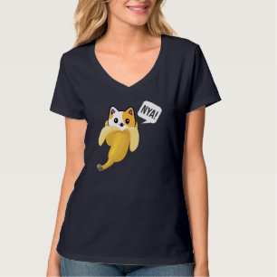Funny Banana Cat Nya Cute Cat Kitten Banana Fruit T-Shirt
