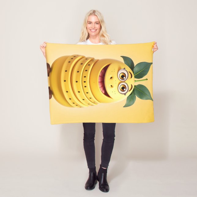 Funny banana character fleece blanket (In Situ)