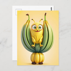 Funny banana character postcard