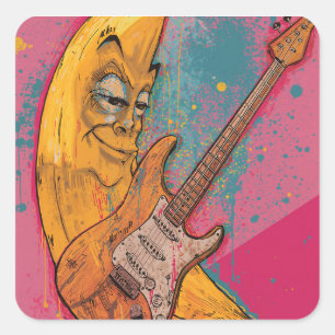 Funny Banana Guitar Sticker   Cartoon Music Decal