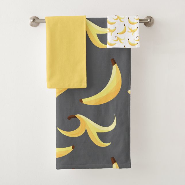 Funny Banana Party pattern colourful - editable Bath Towel Set (Insitu)