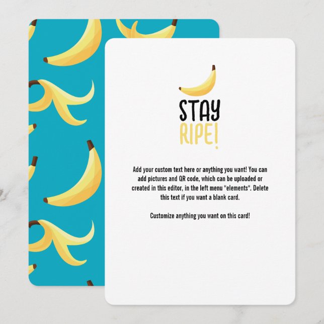 Funny Banana Party pattern colourful - editable Holiday Card (Front/Back)
