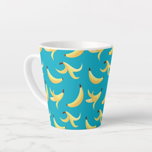 Funny Banana Party pattern colourful - editable Latte Mug (Left Angle)