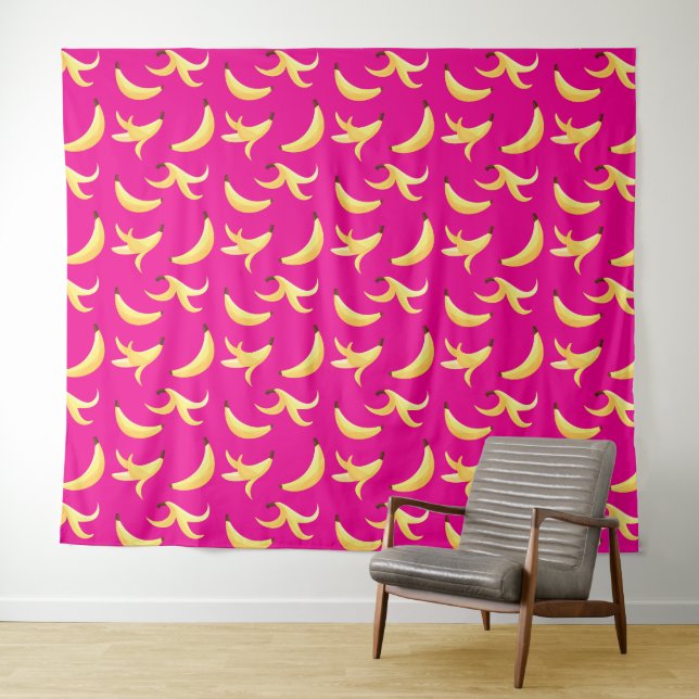 Funny Banana Party pattern colourful - editable Tapestry (In Situ (Horizontal))