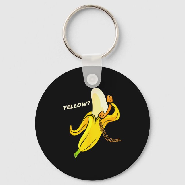Funny Banana Phone - Yellow_ Hello_  Key Ring (Front)
