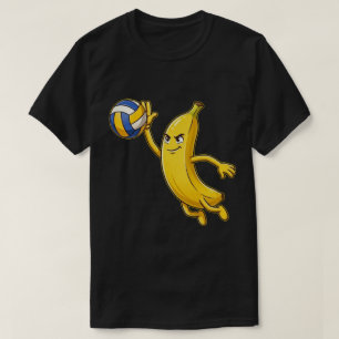 Funny Banana Playing Volleyball Graphic Cute Sport T-Shirt