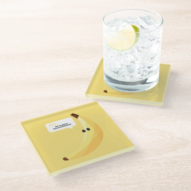 Funny Banana Pun Party pattern colourful - editabl Glass Coaster (Angled)