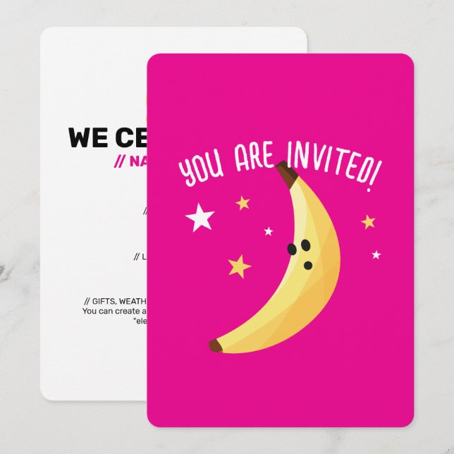 Funny Banana Pun Party pattern colourful - editabl Invitation (Front/Back)