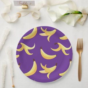 Funny Banana Pun Party pattern colourful - editabl Paper Plate